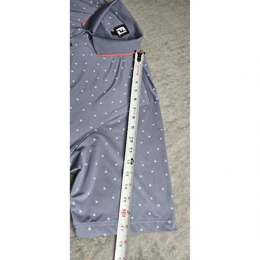 FJ Footjoy Performance Golf Shirt Push Play Gray All Over Print Mens Size L